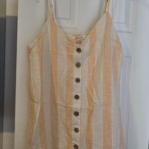 Rip Curl Peach & White Striped Button-Front Cami